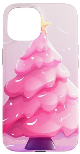 Custodia per iPhone 15 mini albero di Natale rosa || piccolo albero di Natale rosa