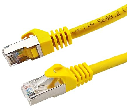 KOMIB 5x CAT7 Netzwerkkabel - 10 Gigabit - Kurzes RJ45 Patchkabel Round Ethernet Kabel (Kupfer, SFTP PiMF Schirmung) - LAN DSL Switch Modem Router Patchpanel CAT7 (Gelb, 5x 1M)