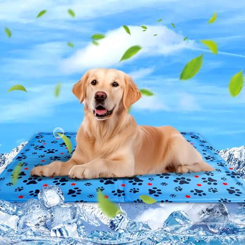 Kühlmatte für Hunde & Katzen,90 x 60cm Kühlmatte Katzen,Selbstkühlende Hundematte,Dog Cooling Mat Für Kleine Grosse Hunde,Kühldecke Hundebett für Zuhause Unterwegs Oder im Auto, Waschbar, Sommer