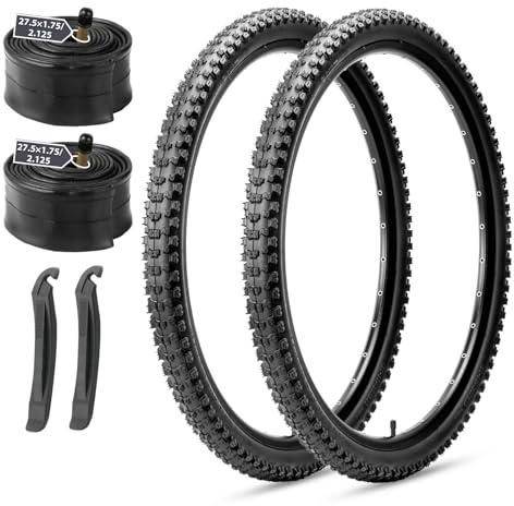 MOHEGIA 27.5x2.1 Mountain Bike Tire Set with Tubes & Levers, 2 Pack