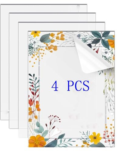 MEISO 4 Hojas de Acrílico Transparente 2mm, Hojas Metraquilato Transparente, 20x30cm Laminas de Acrilico con Película Protectora, Placa de Plástico transparente para Decoración, Marco de Fotos, DIY