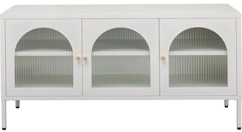 Kare Design Lowboard Naxos, Weiß, Sideboard, Aufbewahrung, mit 3 Türen, Stahlgestell, Wohnzimmer, 60x120x40 cm (H/B/T)