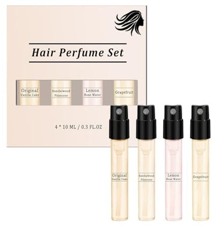 Hair Perfume For Women - Hair Perfume Set - Original Vanilla Cake, Sandalwood Pinecone, Lemon Rose Water, Grapefruit - Body Mist - Freshen Hair, Body & Pillows - 4x10ml