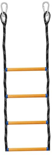 Boat Rope Ladder, 43.3 4 Steps Heavy Duty Rope Ladder with Stainless Steel Latches Hook, Non Slip Step Boat for Fishing, Rv Bunk, Inflatable, Kayak, Motorboat