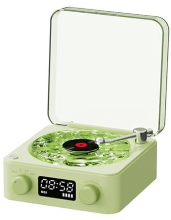 Yopeissn KW03 Retro Vinyl Record Speaker RGB Wireless Bluetooth 5.0 Turntable Speaker Player Stereo Sound with White Noise Green