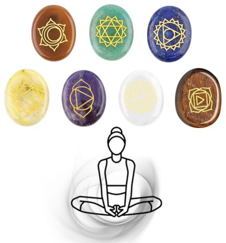 Chakra 7 Pcs,Natürliche Heilung Kristall Chakra Steine,Spirituelle Geschenke,Spirituelle Deko,Meditation Zubehör,Edelsteine Set,Geschenke für Frauen,Geeignet für Yoga und tiefe Meditation