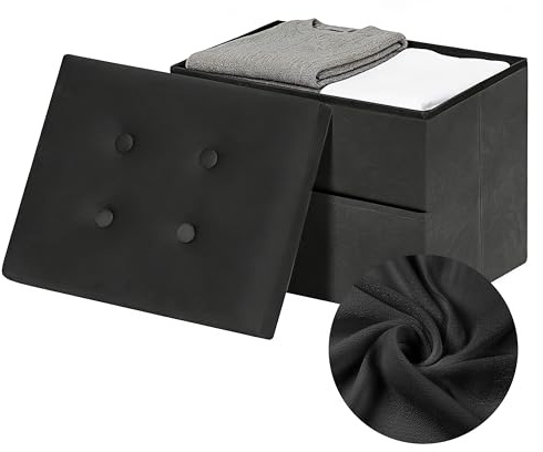 ZOESTORAGE Ottoman Storage,Small Black Ottoman Storage Box,Ideal for Living Room,Bedroom,Dorm,40 x 30 x 30 cm,Black