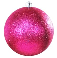 Giant Christmas Baubles 150mm, Glitter Design, Extra Large Christmas Tree Baubles 15cm Indoor And Outdoor Shatterproof Plastic Spherical Decoration (Pink)
