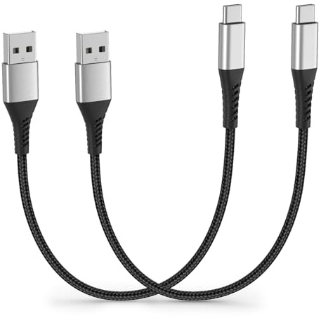 USB C Kabel Kurz 30CM 2 Stück, Nylon 0.3M USB A auf USB C Ladekabel 3A Typ C mit iPhone 17 16 15 Pro Max, Galaxy S23 22 S21 S20 S10 S9 S8, Pixel, Huawei