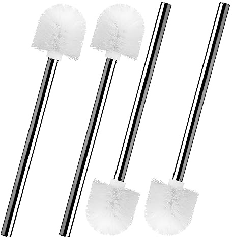 XRVRILE 4er Set Toilettenbürsten | Klobürste Edelstahlgriff rostfrei mit austauschbarem Kopf | WC Bürste