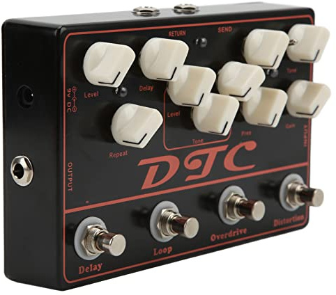 XUXHOU Synthesizer-Gitarrenpedal, Distortion-Overdrive-Delay-Effekte mit Gain-Tone-Lautstärkereglern, FX-Loop für E-Gitarren-Effektpedal