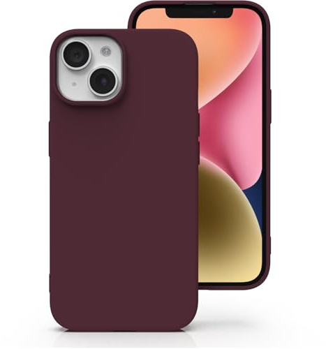 Zuvirelx Silicone Case for iPhone 14 Plus - Burgundy | Thin, Non-Slip, Soft Grip, Minimalist, Shockproof, Pocket-Friendly