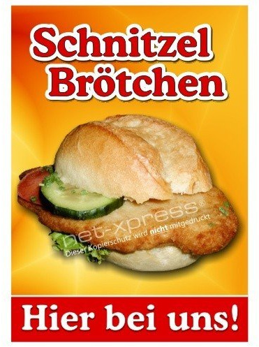 net-xpress Werbeplakat für Schnitzelbrötchen DIN A1, Plakat Poster Metzgerei Imbiss