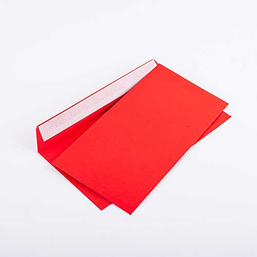 Briefumschläge DIN lang C6/5 114x229 mm rot 120 g/m² ohne Fenster haftklebend (Artikel: 206A) (25)