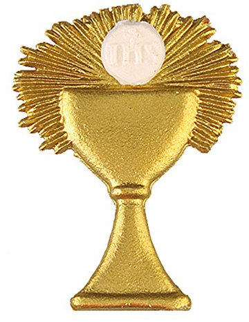 EFCO „Chalice and Host“ Wachs-Dekoration, Kelch und Hostie, in 2 Teilen, goldfarben, 48 x 35 mm