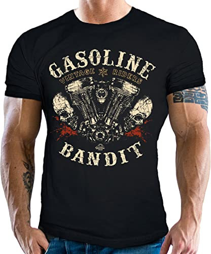 GASOLINE BANDIT® Hot Rod Biker Camiseta: Vintage Rider-XXXL