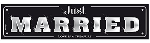 2 x Cartelli decorativi per targa auto, matrimonio (lingua inglese) Just Married - Love is a Treasure