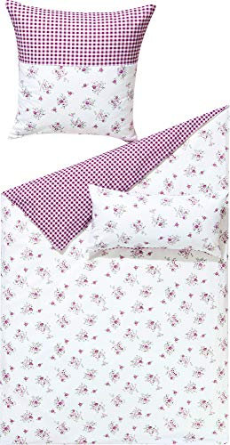 Dyckhoff Wendebettwäsche Weichfrottier Beere-weiß Größe 135x200 cm (40x80 cm)