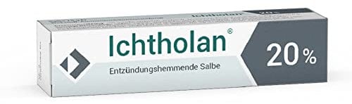 Ichtholan Zugsalbe 20% - entzündungshemmende, antibakterielle Salbe, bei eitrigen Hautentzündungen wie z.B. Nagelbettentzündungen, (Rasier-) Pickeln, 40 g
