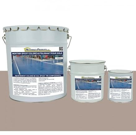 MATPRO - Mortier Époxy Coloré Autolissant - pour Sols Haute Résistance, Ateliers, Stockage - Applicable Sans Retrait - Anti-Poussière - Taupe - 2.5Kg