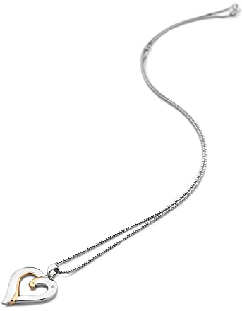 Hot Diamonds Heart Sterling Silver and Rose Gold Pendant | Romantic Together Necklace for Her with Real Diamond – Elegant 925 Silver Jewellery Gift for Wife, Girlfriend or Anniversary