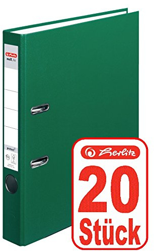 Herlitz Ordner maX.file protect A4 5cm, PP-Folienbezug beschichtet, mit Wechselfenster (grün | 20er)
