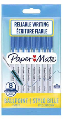 Papermate 045 Kugelschreiber, feine Spitze, Blau, 8 Stück