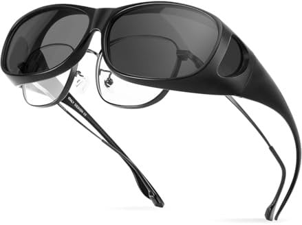 Bloomoak Polarisiert Sonnenbrille Überbrille für Brillenträger Herren Damen, Überziehbrille Unisex Brille mit UV400 Schutz, Fit-over Polbrille für Autofahren Angeln Golf