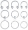 LAURITAMI 9stk 16G Chirurgenstahl Nasenpiercing Nasenringe Nase Septum Ringe Hoop Knorpel Ohr Helix Tragus Daith Piercings 8-12mm