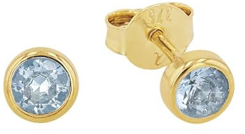 Amor Ohrstecker Damen Ohrschmuck, mit Aquamarin synth, 0,4 cm, Blau, Kommt in Schmuck Geschenk Box, 2013590