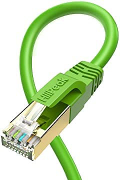 HiiPeak Cat 8 Ethernet Cable 1.5m, Cat8 Internet Cable 40Gbps 2000Mhz High-Speed Professional LAN Patch Network Cables with RJ45 Gold-Plated Connector, Compatible with Cat6/Cat6a/Cat7, Green (1.5 m)