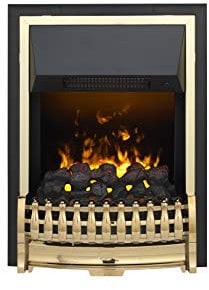 Dimplex Atherton Optimyst Inset Electric Fire, Brass Insert Water Vapour Fireplace With Coals, Heater With 1000-2000W Heat Settings, Independent Flame Effect, Adjustable Thermostat and Remote Control