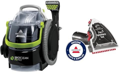 BISSELL 15585 SpotClean Pet Pro Portable, Schwarz/Grün, 750 W, 84 Dezibel + 3-in-1 Stufen-und Polster-Aufsatz für alle Bissell Flecken-und Teppichreinigungsgeräte