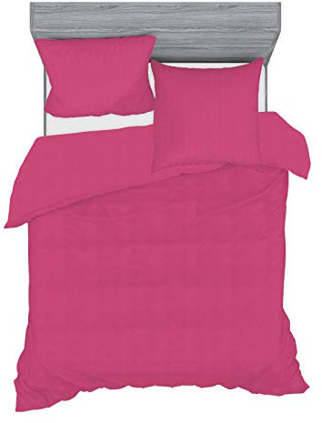 ABAKUHAUS Baumwoll Bettbezug-Set, Hotelqualität Bettwäsche & Kissenbezug mit Reißverschluss Schlafzimmer, Bettbezug mit 2 Kissenbezüge, 155 cm x 220 cm, Magenta
