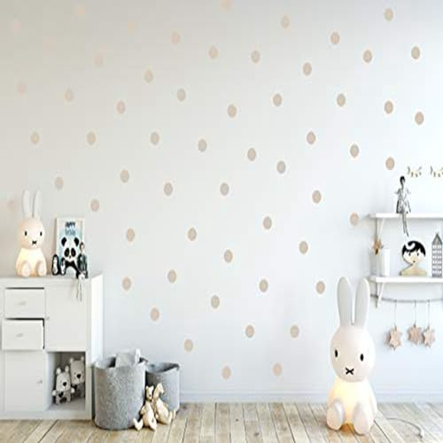 Punkte Set 70er an der Wand Wandtattoo Polka Dots Tupfen Babyzimmer Wandsticker Vinyl DIY Wandaufkleber (Beige)