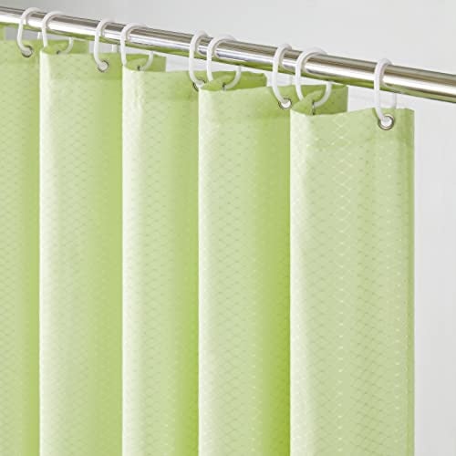 Furlinic Duschvorhang 180x200 Gelb Anti-schimmel Wasserdicht und Waschbar in Badezimmer,Textile Vorhänge aus Polyester Stoff für Badewanne und Dusche, Netzmuster mit 12 Duschvorhangringe.