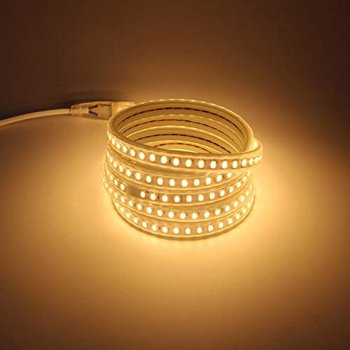 pcning 220V 230V 120 LEDs/M LED Streifen, 5730 Lichtleiste, 3M IP67 Wasserdicht LED Strip 3000K Warmweiss