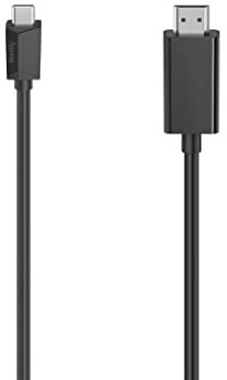 Hama | Cable USB-C a HDMI (4k, 1,5 metros, Ultra HD, doble apantallamiento, protección antipliegues, para PC, portátil, tablet, smartphone, etc) Color negro