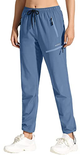 MOCOLY Pantaloni da Escursionismo da Donna Trekking Donna Asciugatura Rapida Traspiranti Pantaloni da Montagna UPF 50+ con Cerniera per attività All'aperto Lungo Blue Viola L