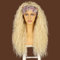 Sapphirewigs Lockige Stirnband Perücke lange blonde Synthetische Haare lose Wasser Welle Stirnband Perücken für Frauen Kleberlos 150% Dichte 26 inch