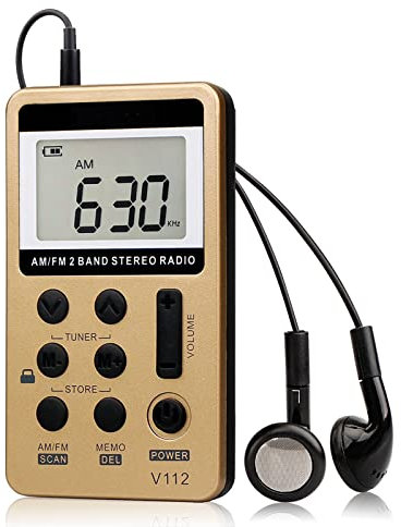 ZXNQ Mini Radio Portable, Petite Radio FM AM avec Écouteurs, Batterie Rechargeable de 500 mAh, Stockage de Recherche Automatique,Rouge