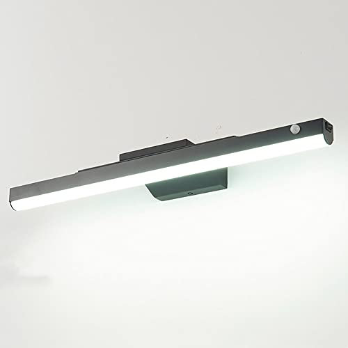 OOWOKS LED Spiegel Licht mit Bewegungsmelder schwarz 55 cm Modern Innen Spiegelleuchte mit schalter bad 16W 4000K neutral weiß, Badezimmerspiegel Spiegellampe mit Magnet Design Schminkleuchte