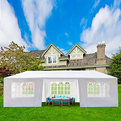 Romantizm Large White 3m x 9m Party Gazebo Tent - Waterproof Outdoor Marquee Gazebo with Sides, Perfect Garden Shelter Marquees for Weddings, Events & Camping 8 Sides