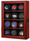 Mstrse Hockey-Puck-Vitrine aus Massivholz für 12 Hockey-Pucks, Puckhalter, Wandhalterung, Schrankständer, Hockey-Puck-Schattenbox mit Echtglas für Sammlung, Hockey-Puck, kleines Mahagoni
