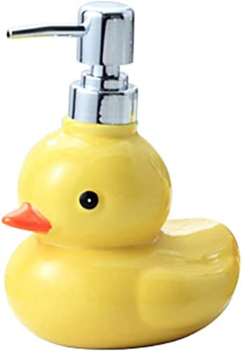 ANUBE Keramik-Enten-Seifenspender mit Edelstahl-Pumpe, Seifenflasche oder Lotionflasche, Heimdekoration ((Ente, 425 ml))