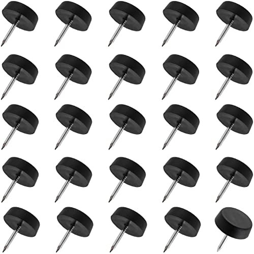 AERZETIX - C65823 - Lot de 25 Patins glisseurs pour Pieds de Chaise à clouer Ronds Ø15 mm en Plastique - Couleur Noir - Meuble Table Armoire Commode Placard lit Accessoire Protection Sol canapé