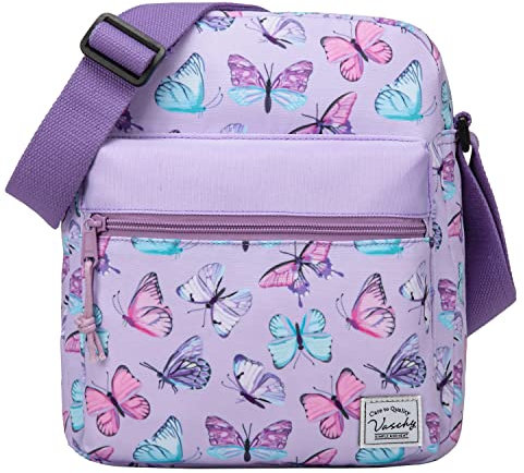 VASCHY Umhängetasche Mädchen, Leicht Klein Schultertasche Crossbody Bag Schulranzen Teenager Tasche Geschenk für Jugendliche Kleine Kinder Schmetterling