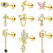 Kakonia 9-teiliges 16G Helix Piercing Set für Damen - Chirurgenstahl Schmetterling Tragus Piercing Gold Dangle Flat Ohrstecker Knorpel Helix Tragus Conch Ohrringe