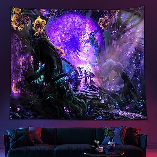 Zodight Teleportation Tür Wandteppich, Fantastisches Abenteuer in einer Welt voller Purpurner Magie Tapestry, Grimoire Tapisserie Wandbehang für Wanddeko Schlafzimmer