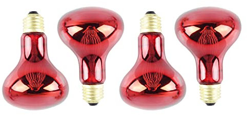 GERALD 100 W Infrarot-Wärmelampen, 100 W, Rot, für Eidechsen, Bärte, Chamäleons, Schlangen und Amphibien, 220 V, 4 Stück